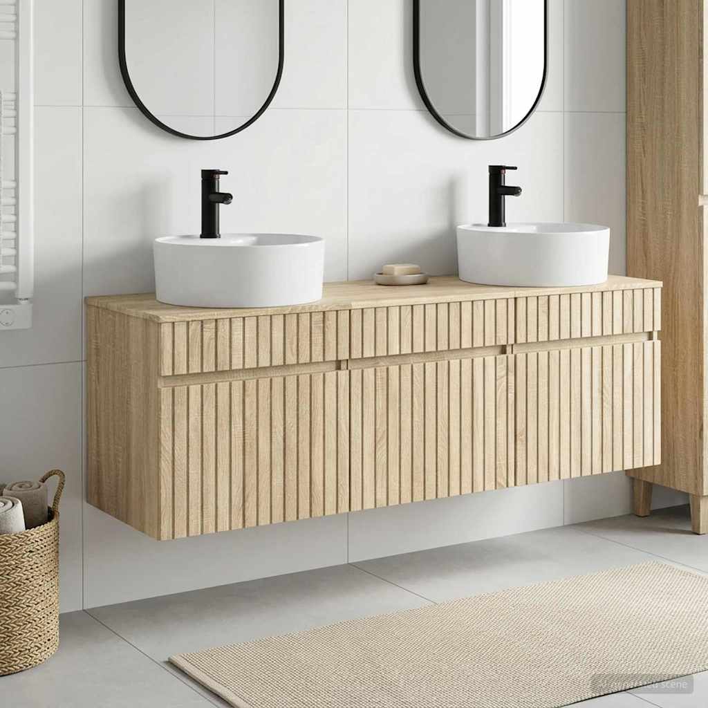 Badrumsskåpsset 3 st Sonoma-ek 49 x 44,5 x 65 cm