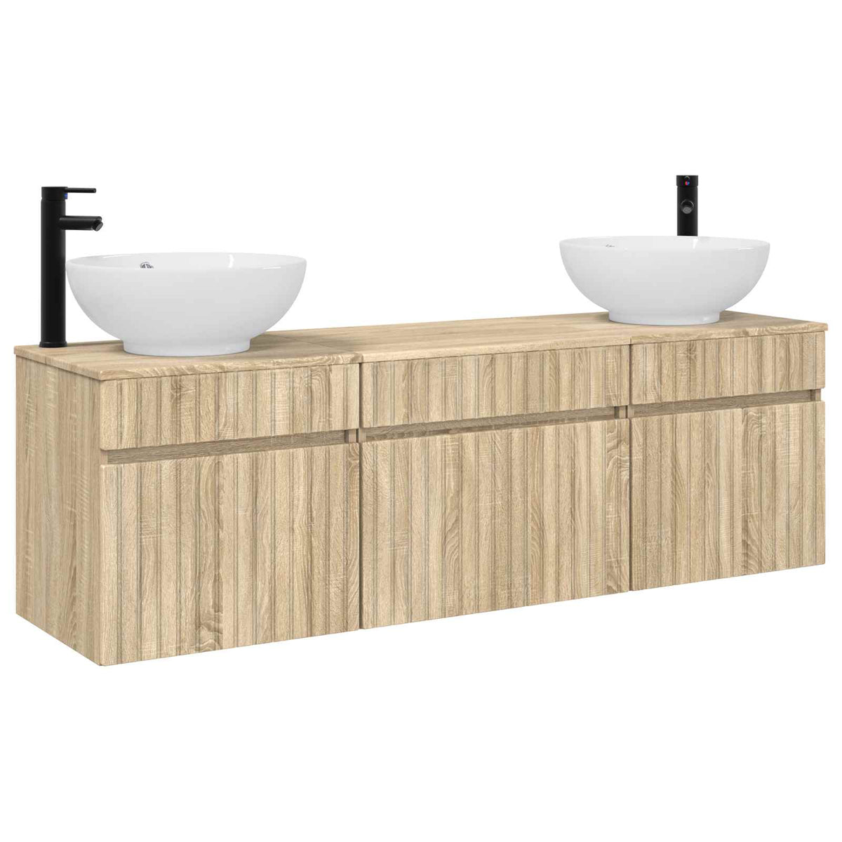 Badrumsskåpsset 3 st Sonoma-ek 49 x 44,5 x 66,5 cm