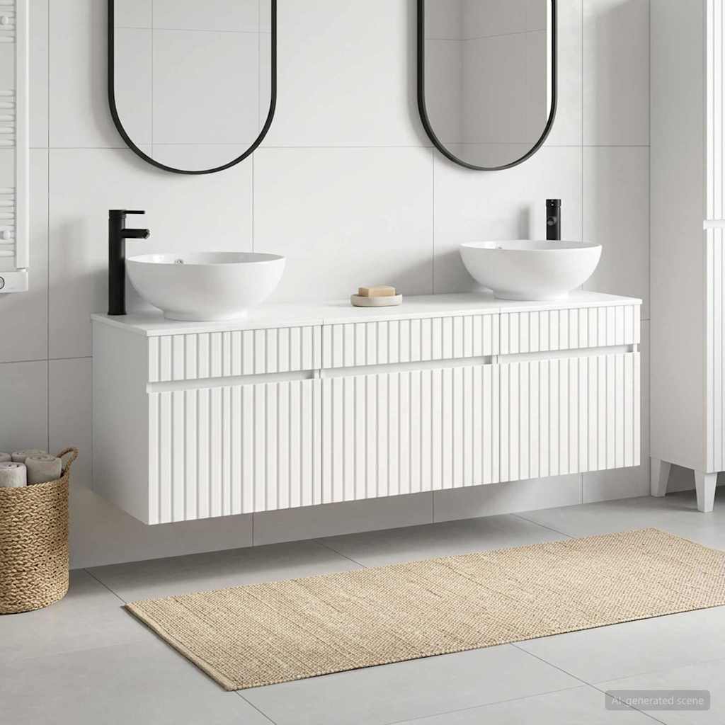 Badrumsskåpsset 3 st Vit högglans 49 x 44,5 x 66,5 cm