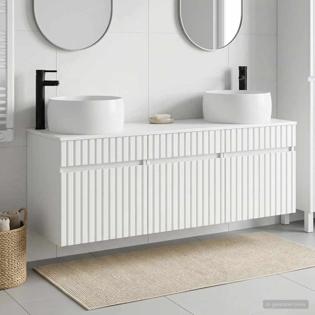 Badrumsskåpsset 3 st Vit högglans 49 x 44,5 x 66 cm