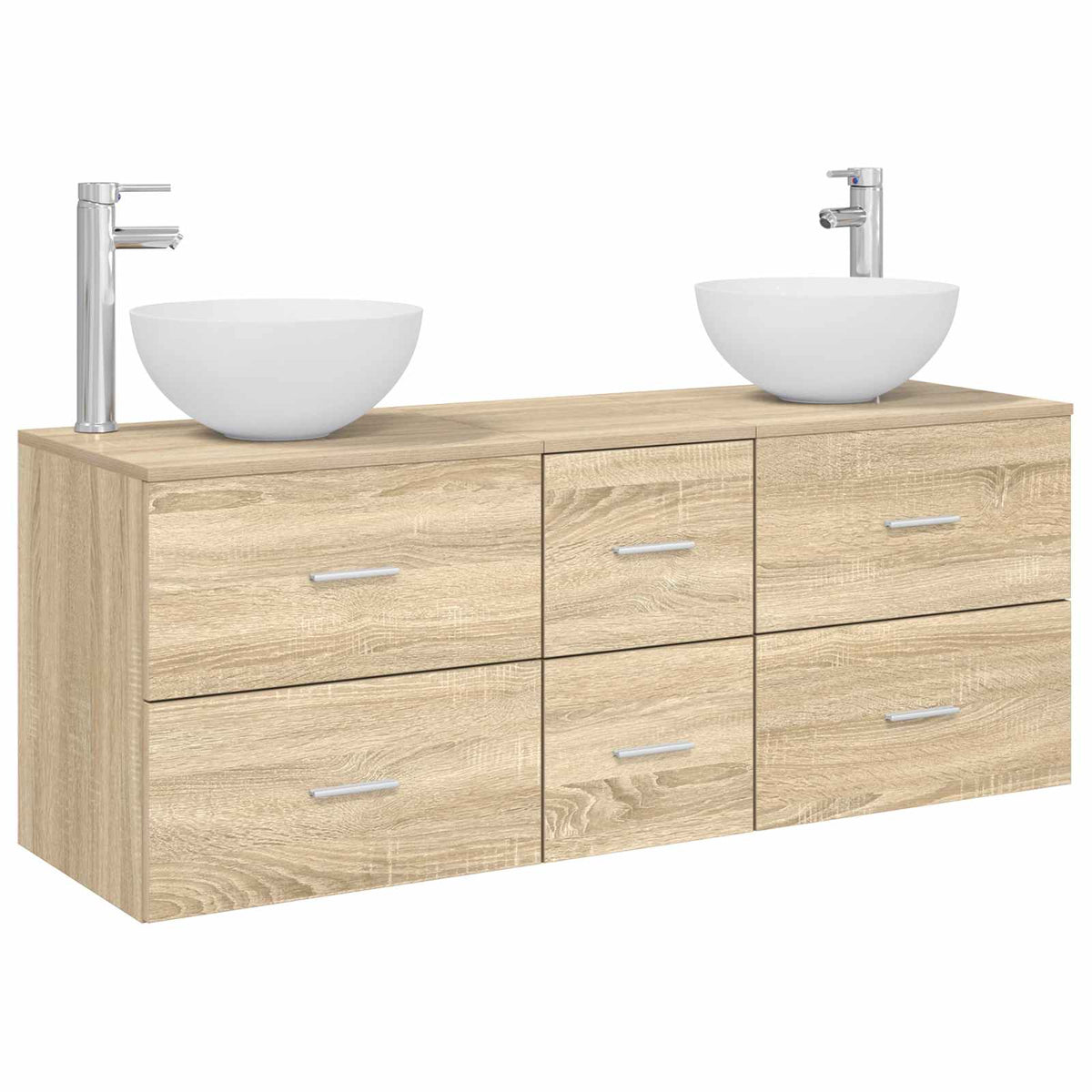 Badrumsskåpsset 3 st Sonoma-ek 129 x 35 x 80 cm Konstruerat trä