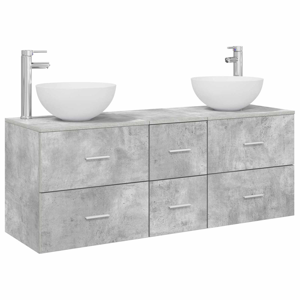 Badrumsskåpsset 3 st Betonggrå 129 x 35 x 80 cm Konstruerat trä