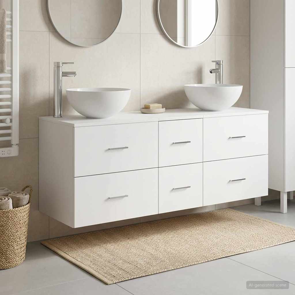 Badrumsskåpsset 3 st Vit 49,5 x 41 x 64,5 cm Konstruerat trä