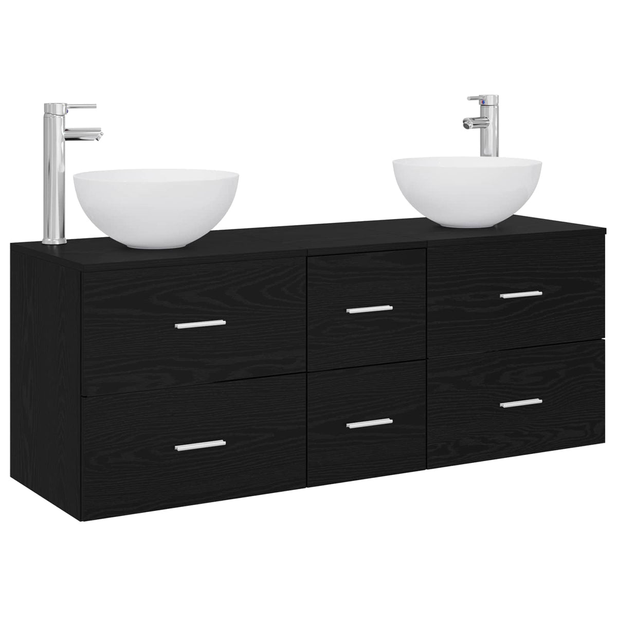 Badrumsskåpsset 3 st Svart ek 49,5 x 41 x 64,5 cm