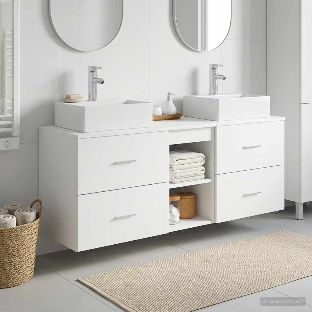 Badrumsskåpsset 3 st Vit 49,5 x 41 x 62,5 cm Konstruerat trä