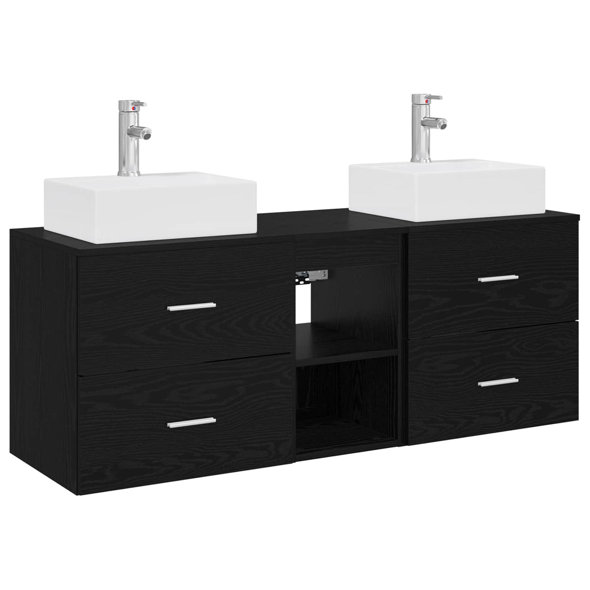 Badrumsskåpsset 3 st Svart 129 x 41 x 79.5 cm Konstruerat trä
