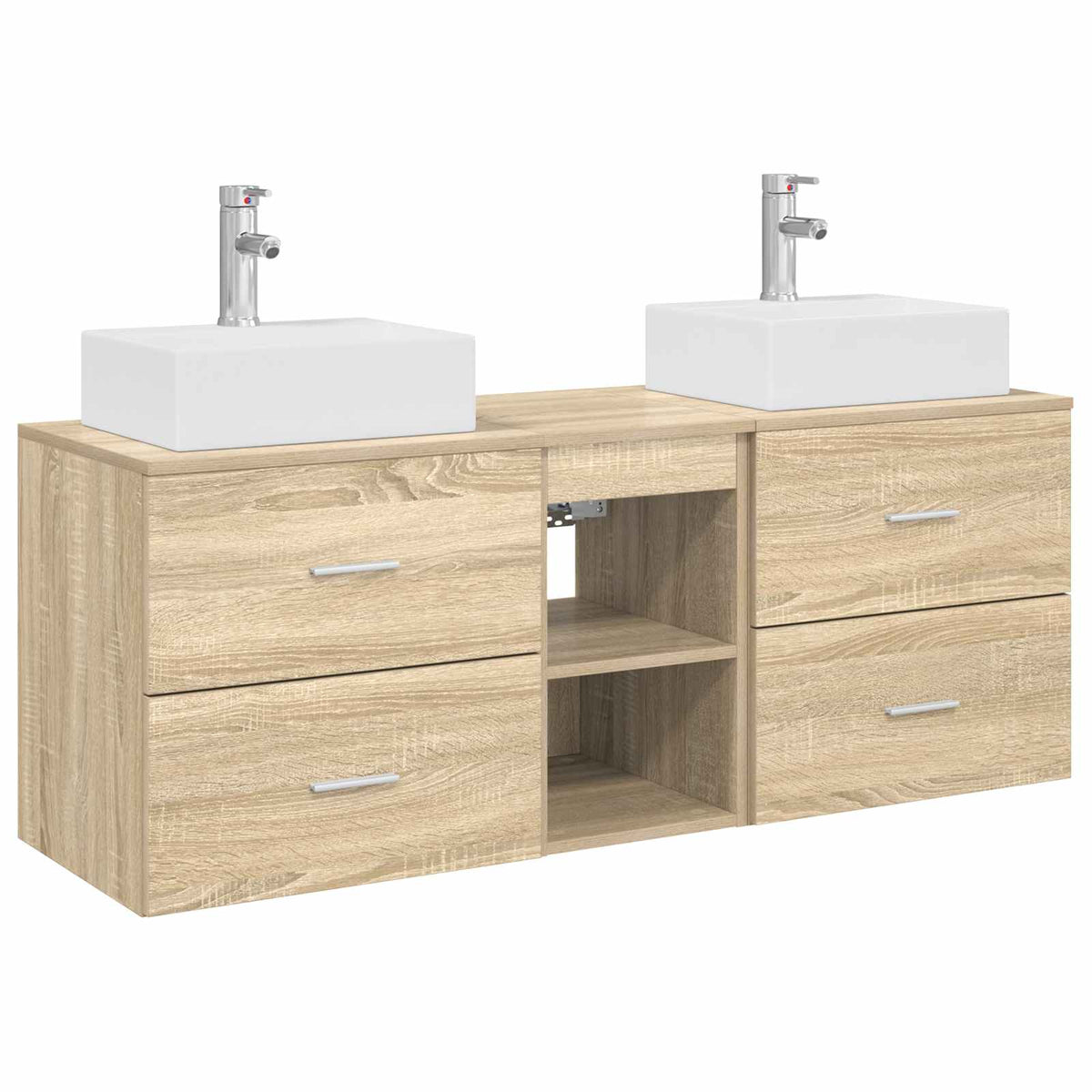 Badrumsskåpsset 3 st Sonoma-ek 129 x 41 x 79.5 cm