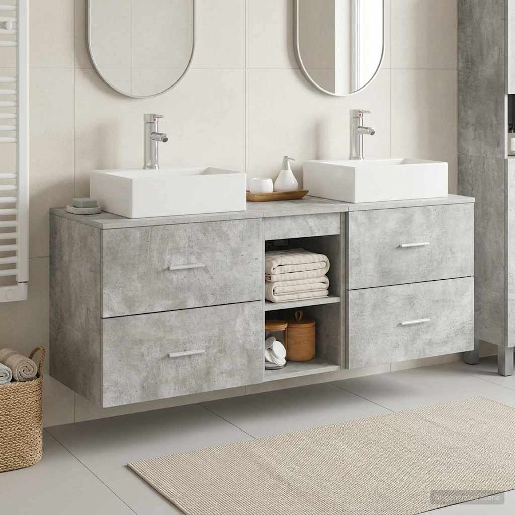 Badrumsskåpsset 3 st Betonggrå 129 x 41 x 79.5 cm