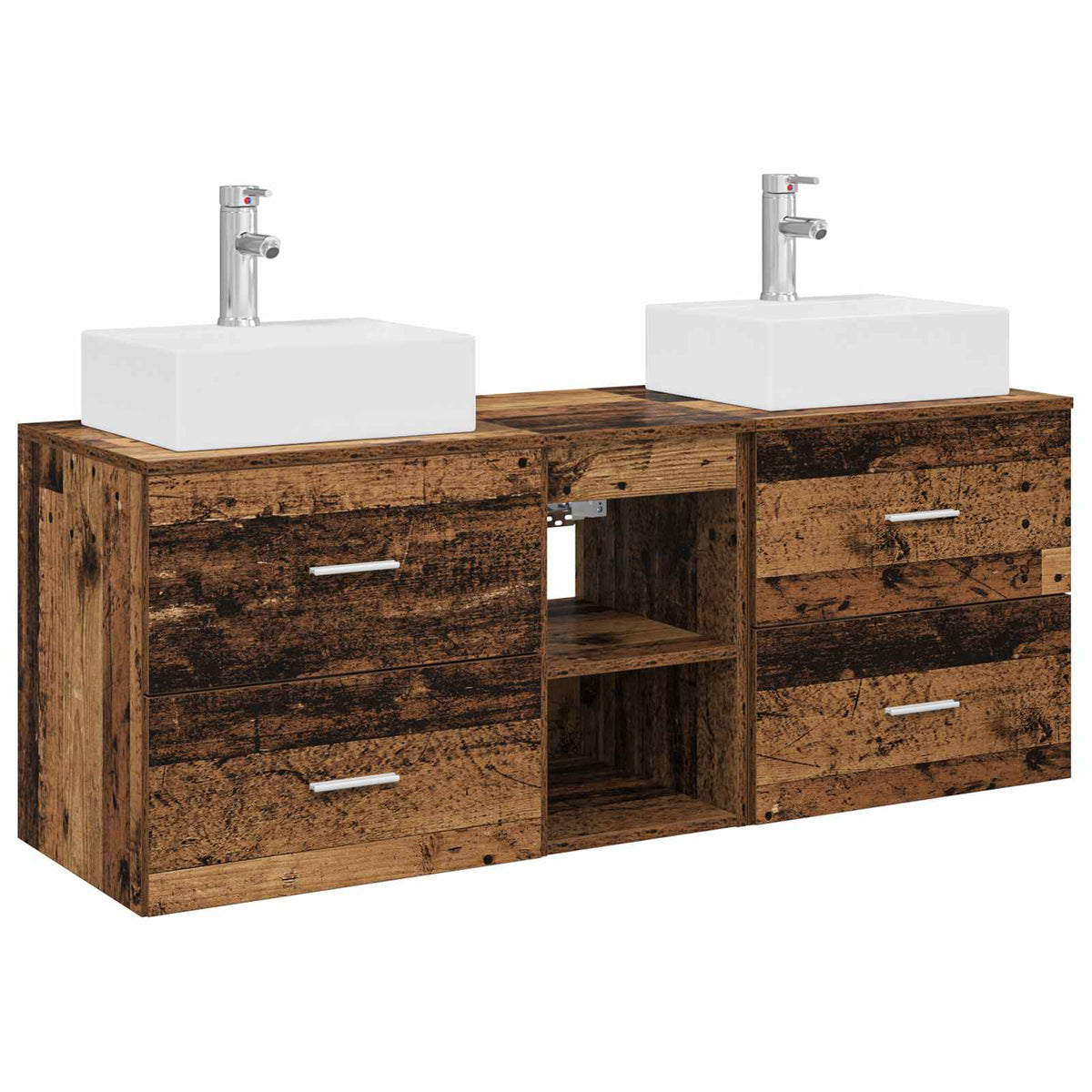 Badrumsskåpsset 3 st Gammalt trä 129 x 41 x 79.5 cm