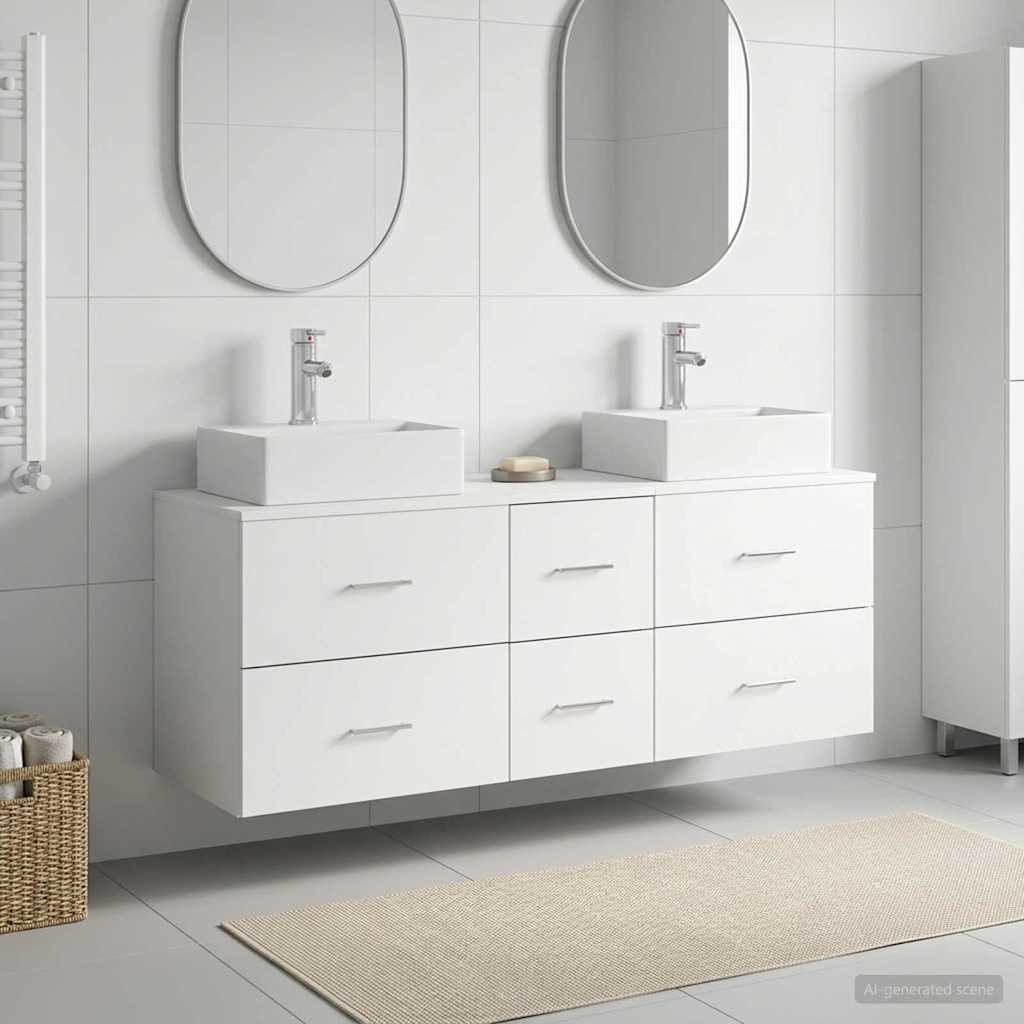 Badrumsskåpsset 3 st Vit 129 x 41 x 79,5 cm Konstruerat trä