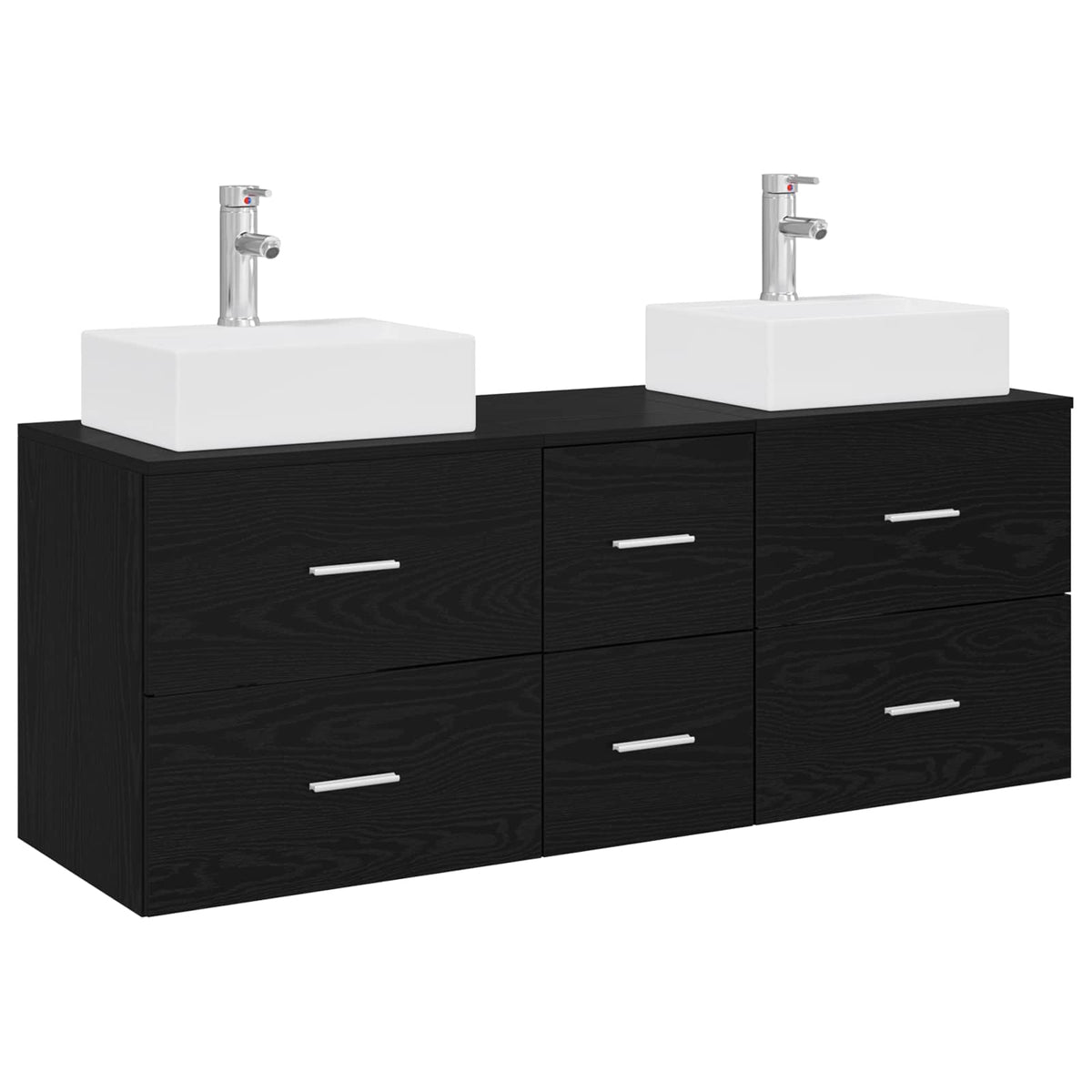 Badrumsskåpsset 3 st Svart 129 x 41 x 79,5 cm Konstruerat trä