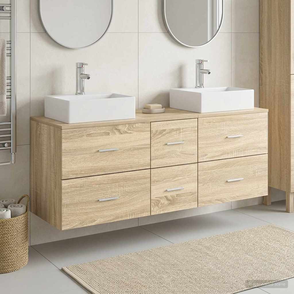Badrumsskåpsset 3 st Sonoma-ek 129 x 41 x 79,5 cm