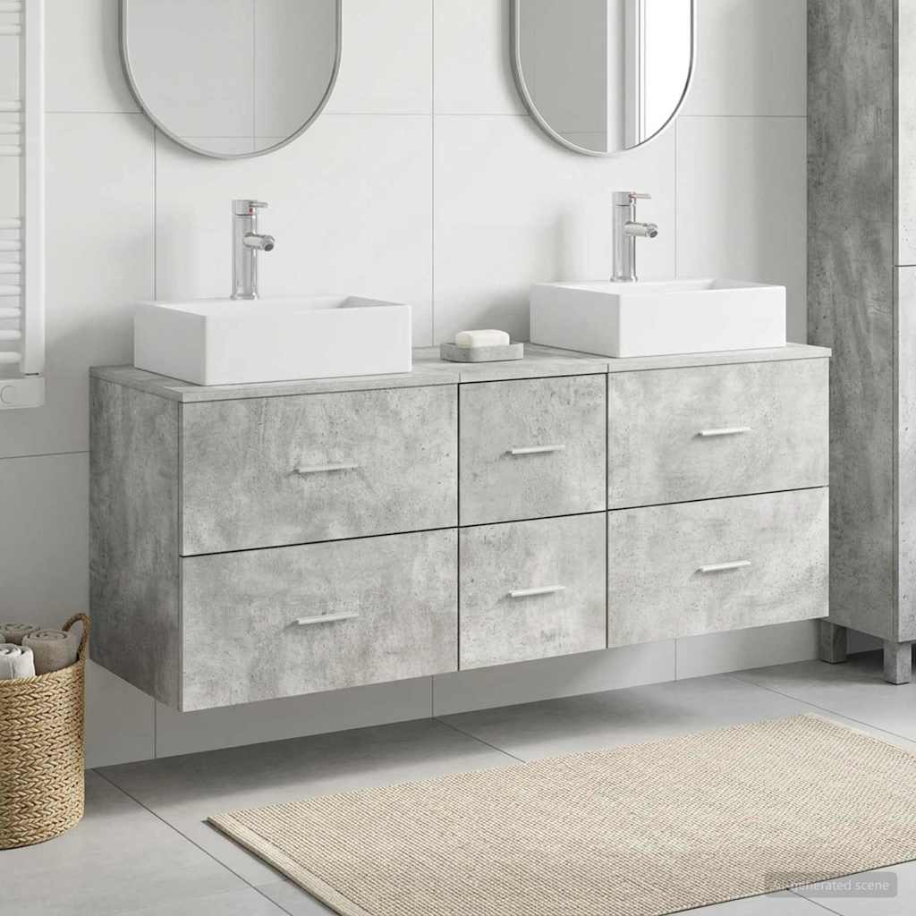 Badrumsskåpsset 3 st Betonggrå 129 x 41 x 79,5 cm