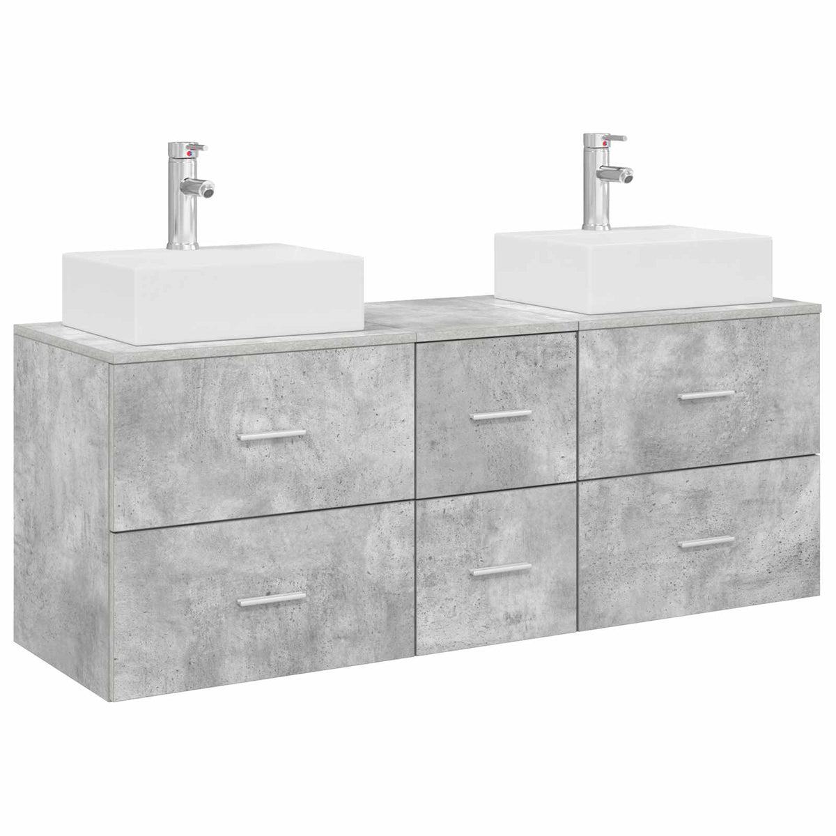 Badrumsskåpsset 3 st Betonggrå 129 x 41 x 79,5 cm