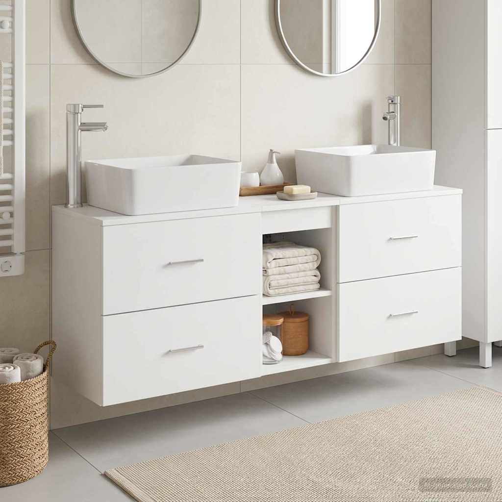Badrumsskåpsset 3 st Vit 136 x 35 x 80 cm Konstruerat trä