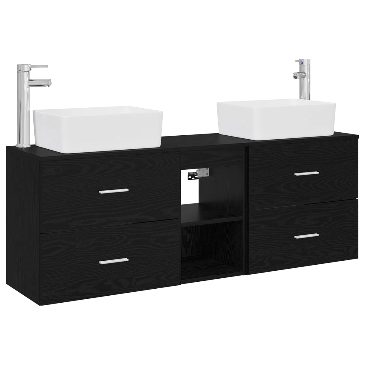 Badrumsskåpsset 3 st Svart 136 x 35 x 80 cm Konstruerat trä