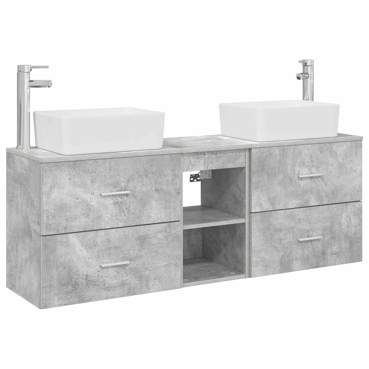Badrumsskåpsset 3 st Betonggrå 136 x 35 x 80 cm Konstruerat trä
