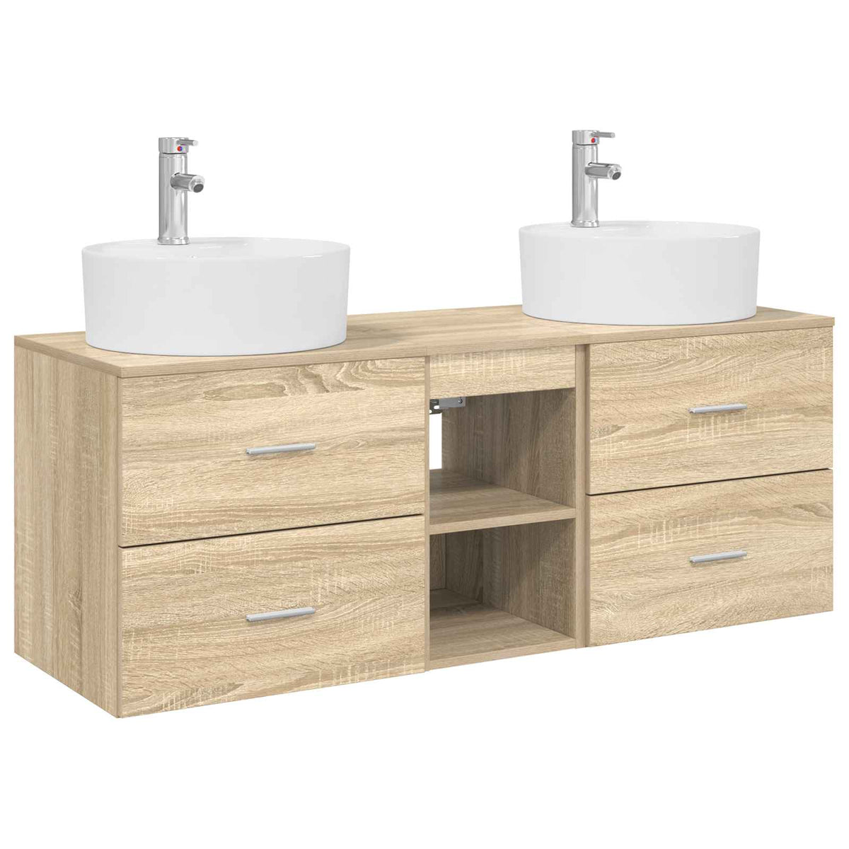 Badrumsskåpsset 3 st Sonoma-ek 129 x 44.5 x 82 cm