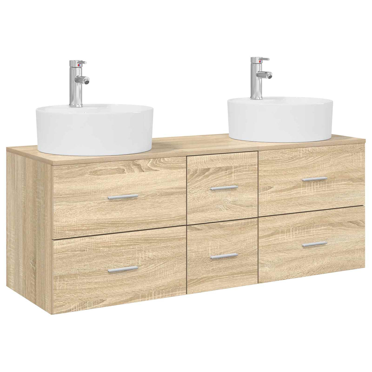 Badrumsmöbelset 3 st Sonoma-ek 129 x 44,5 x 80 cm