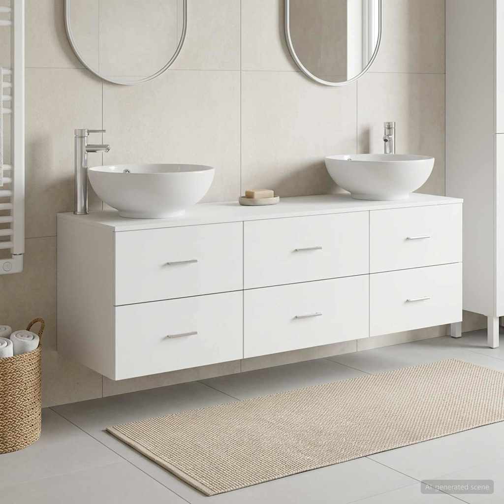 Badrumsmöbelset 3 st Vit 161 x 44,5 x 80 cm Konstruerat trä
