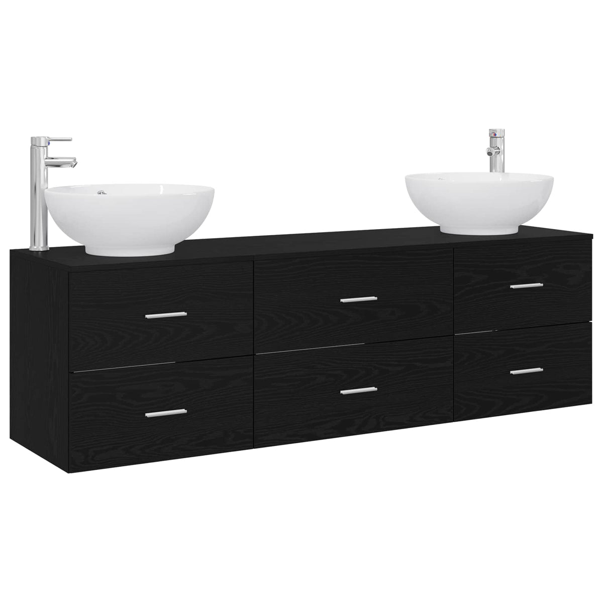 Badrumsmöbelset 3 st Svart 161 x 44,5 x 80 cm Konstruerat trä