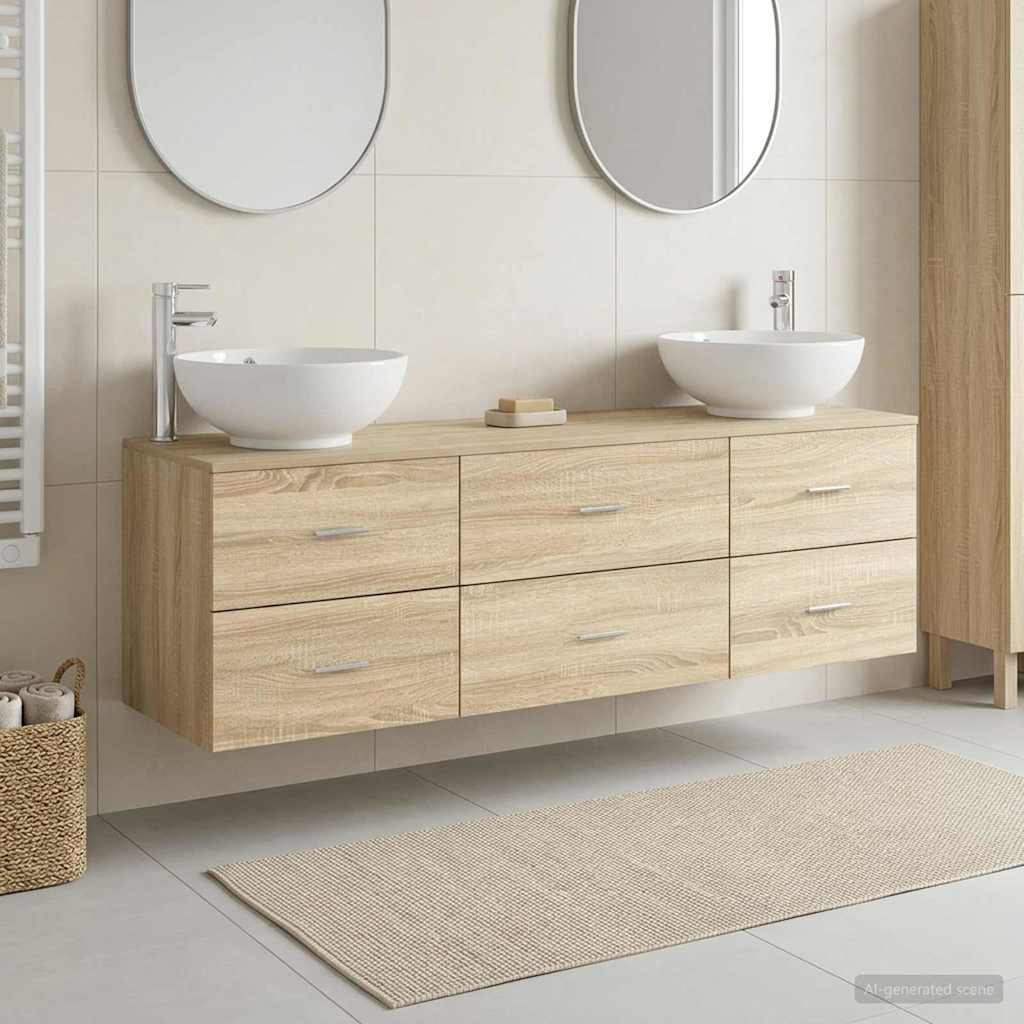Badrumsmöbelset 3 st Sonoma-ek 49,5 x 44,5 x 65 cm