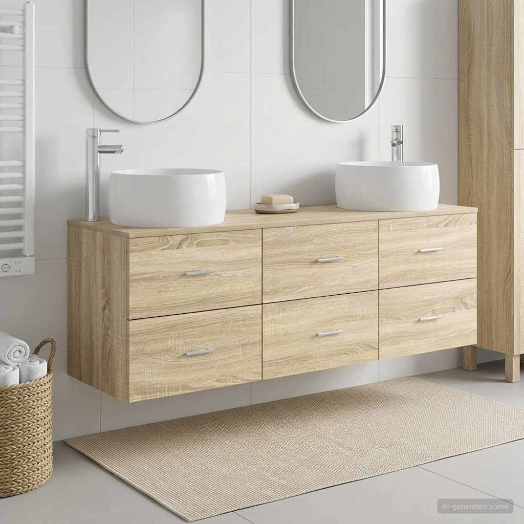 Badrumsmöbelset 3 st Sonoma-ek 49,5 x 44,5 x 66 cm