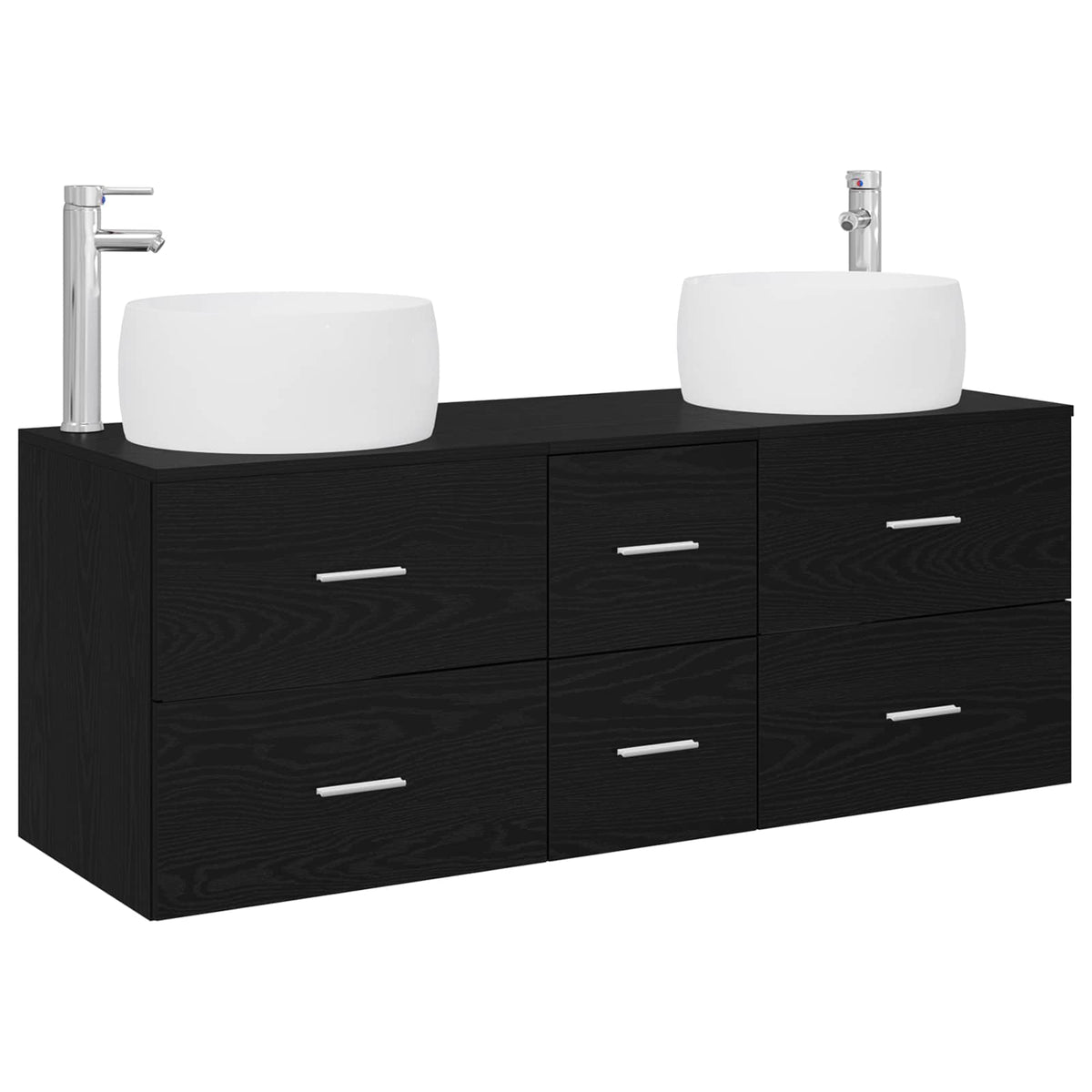 Badrumsmöbelset 3 st Svart 49,5 x 44,5 x 66 cm Konstruerat trä