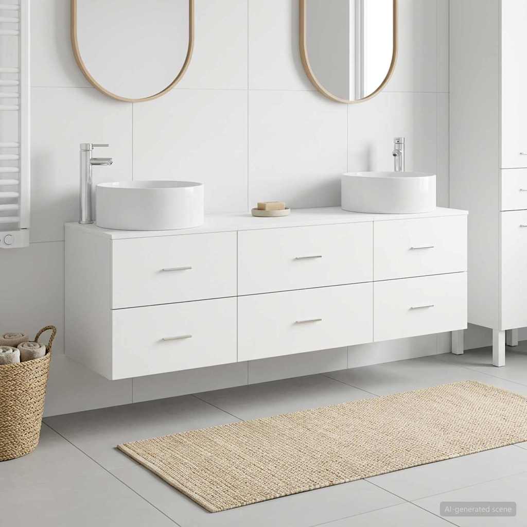 Badrumsmöbelset 3 st Vit 161 x 44,5 x 80 cm Konstruerat trä