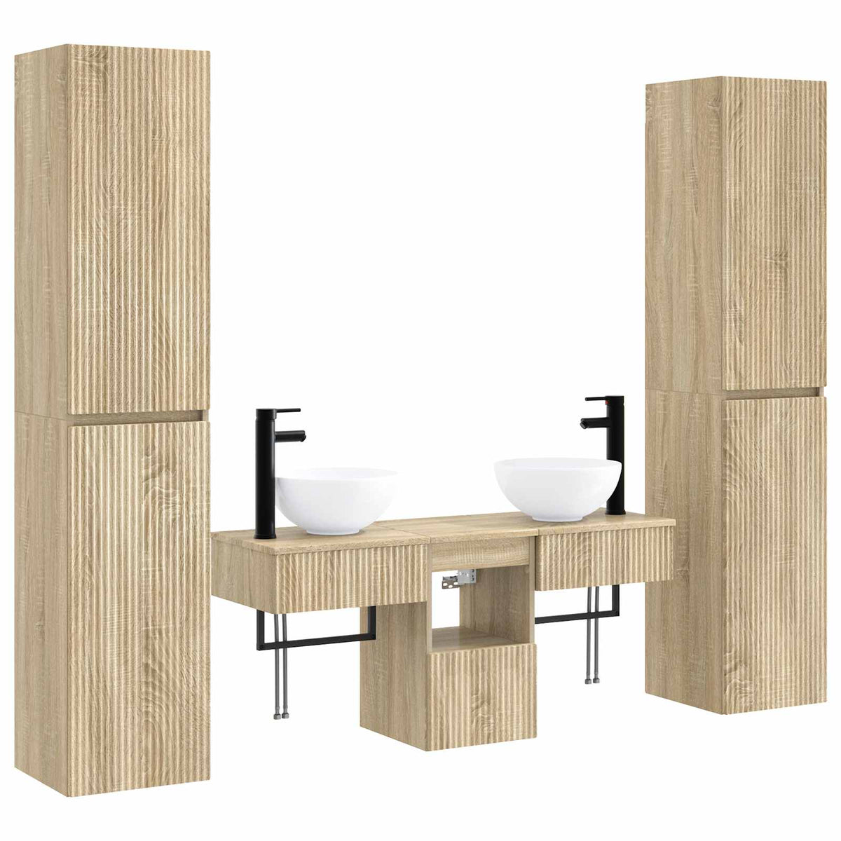 Badrumsmöbelset 5 st Sonoma-ek 33 x 34,5 x 160 cm