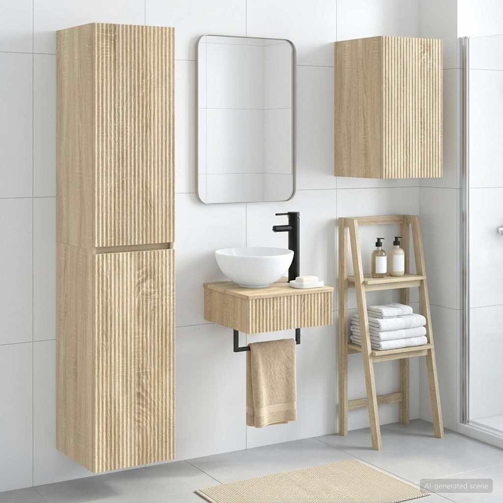 Badrumsmöbelset 3 st Sonoma-ek 33 x 34,5 x 160 cm