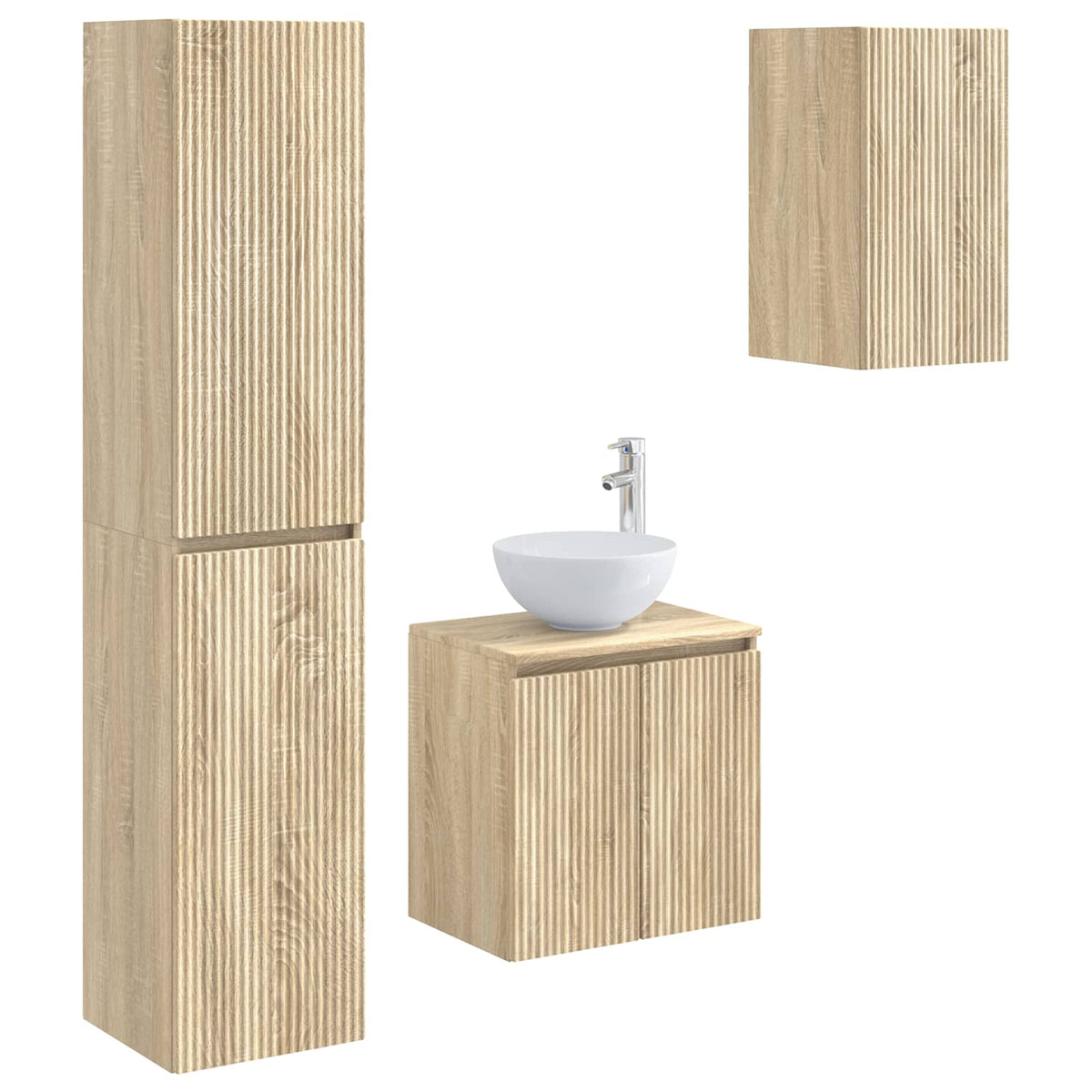 Badrumsmöbelset 3 st Sonoma-ek 33 x 34,5 x 160 cm
