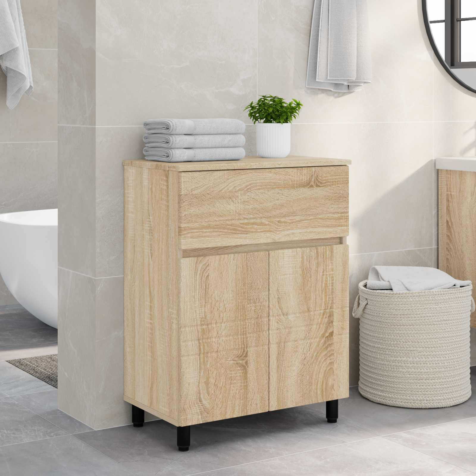 Badrums vaskenhet Sonoma-ek 60 x 35 x 80 cm Konstruerat trä