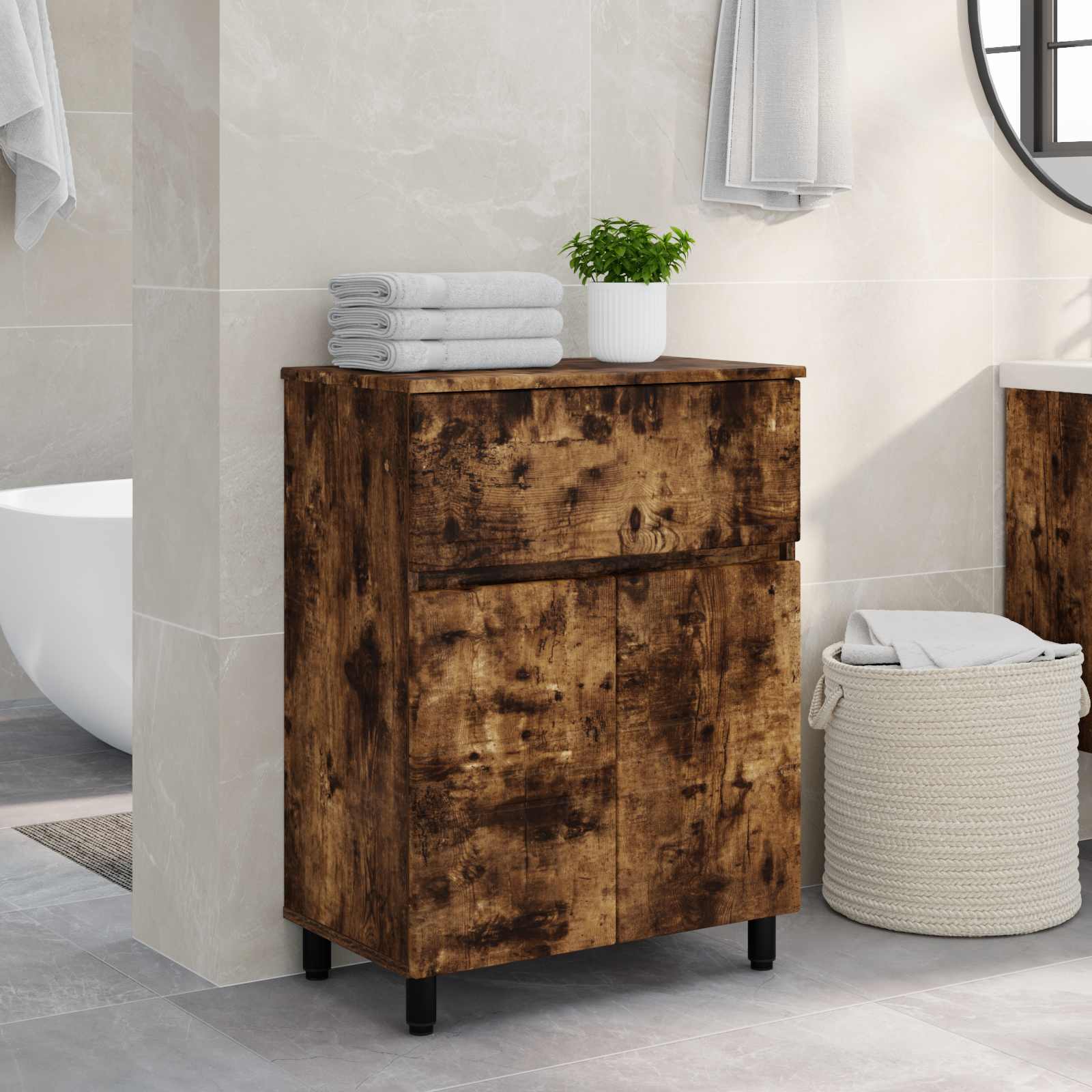 Badrums vaskenhet Rökt ek 60 x 35 x 80 cm Konstruerat trä