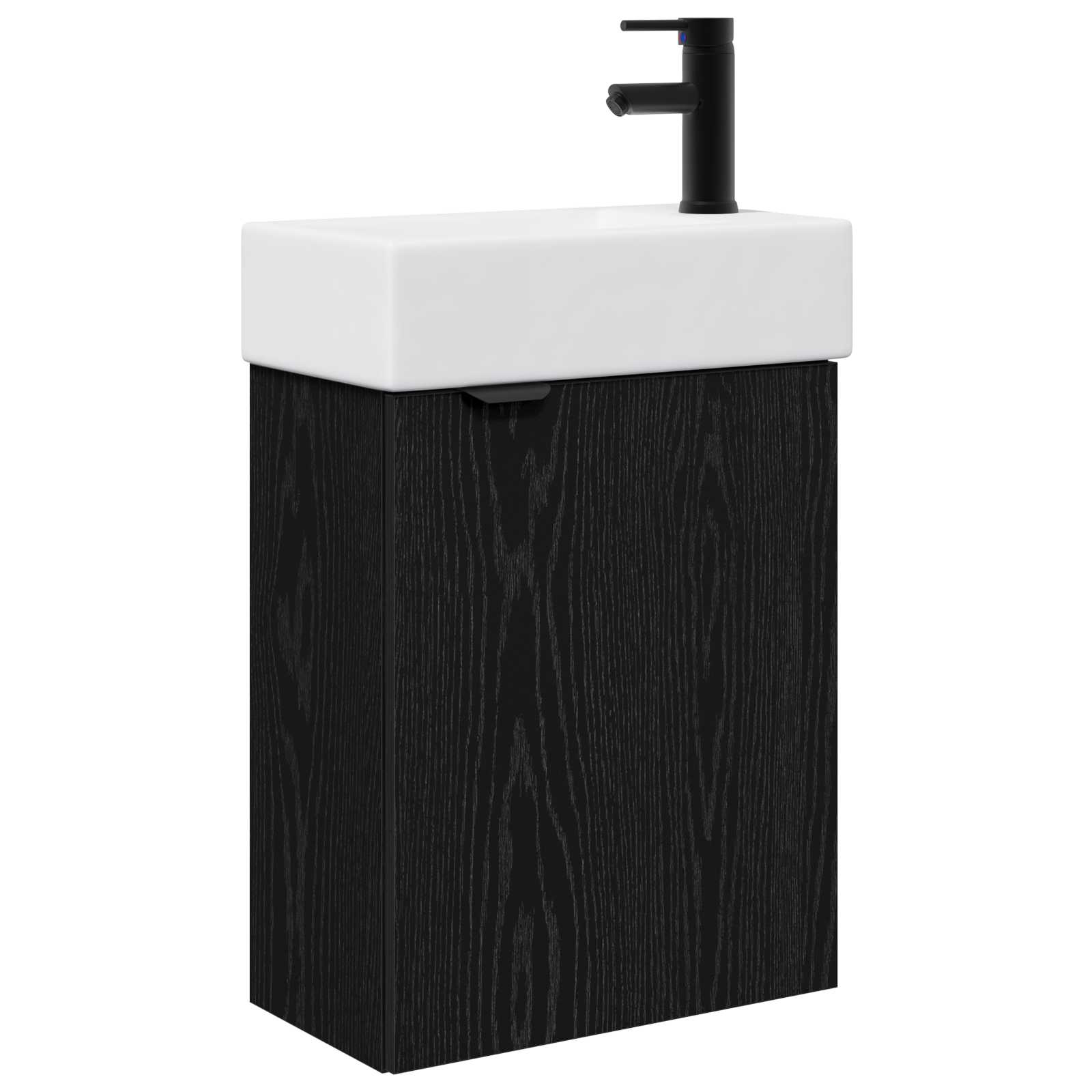 Badrumsspegel med kran Svart ek 45,5 x 22,5 x 84 cm