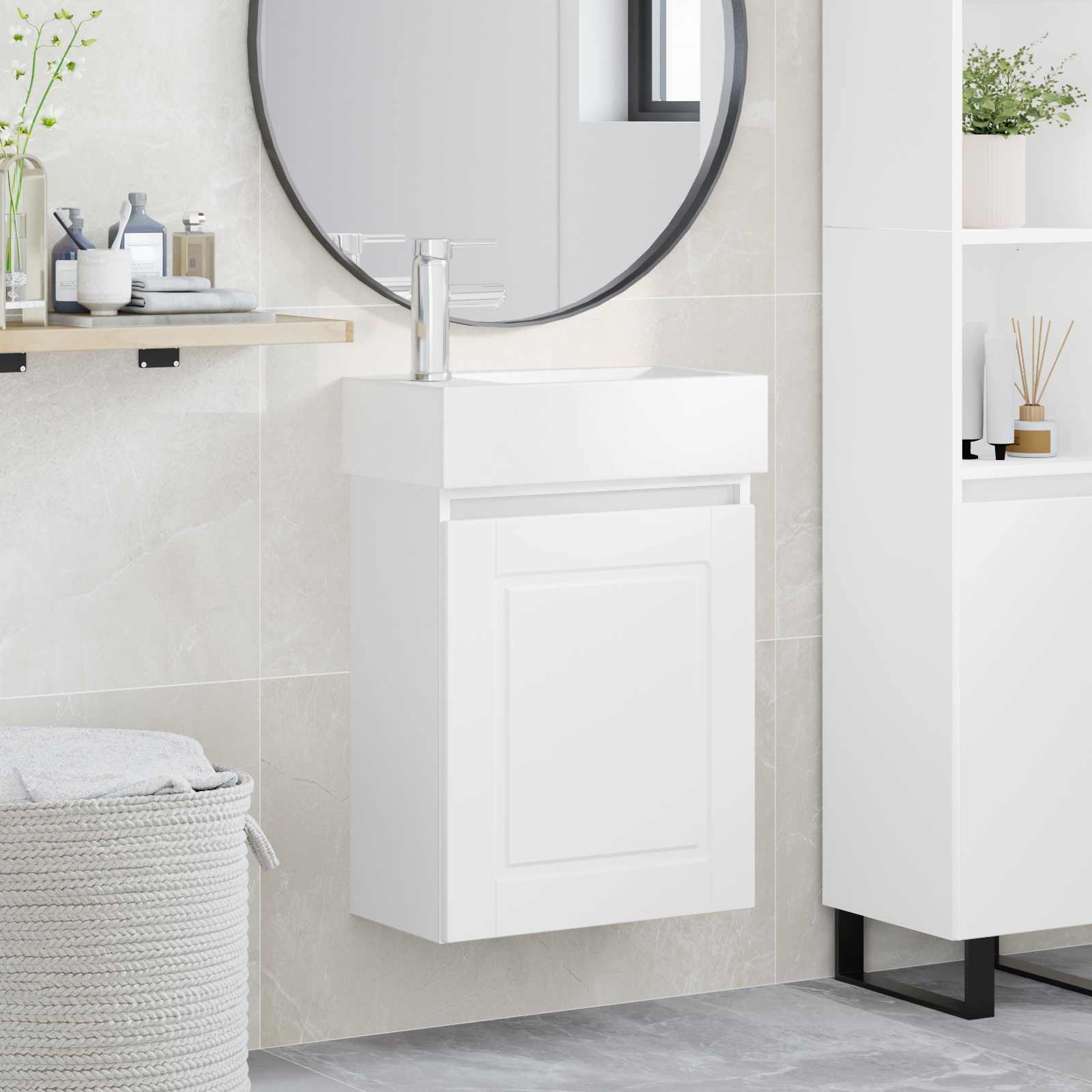 Badrumsspegel med kran Vit 45,5 x 22,5 x 84 cm