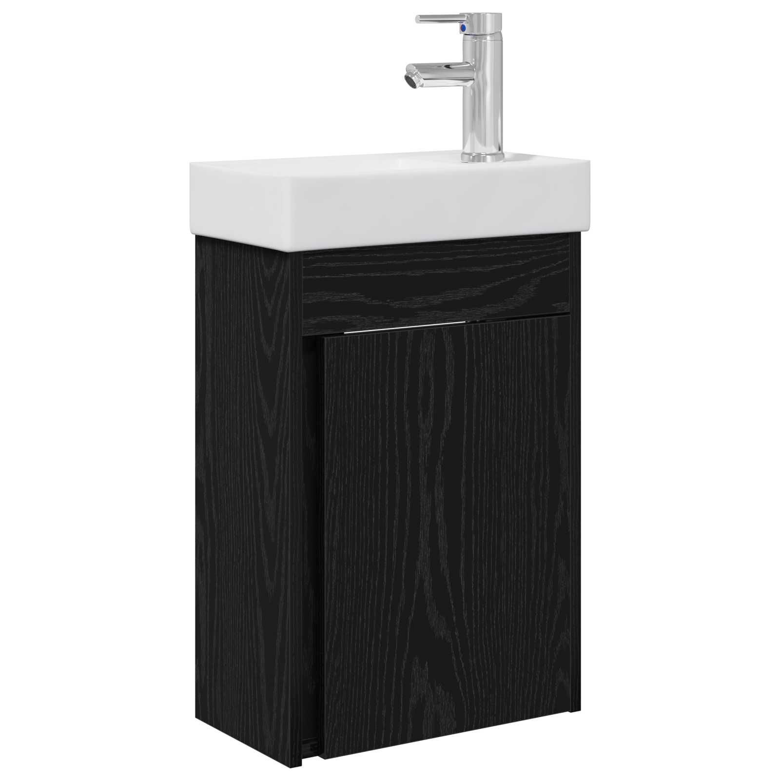 Badrumsspegel med kran Svart ek 40,5 x 22,5 x 62 cm