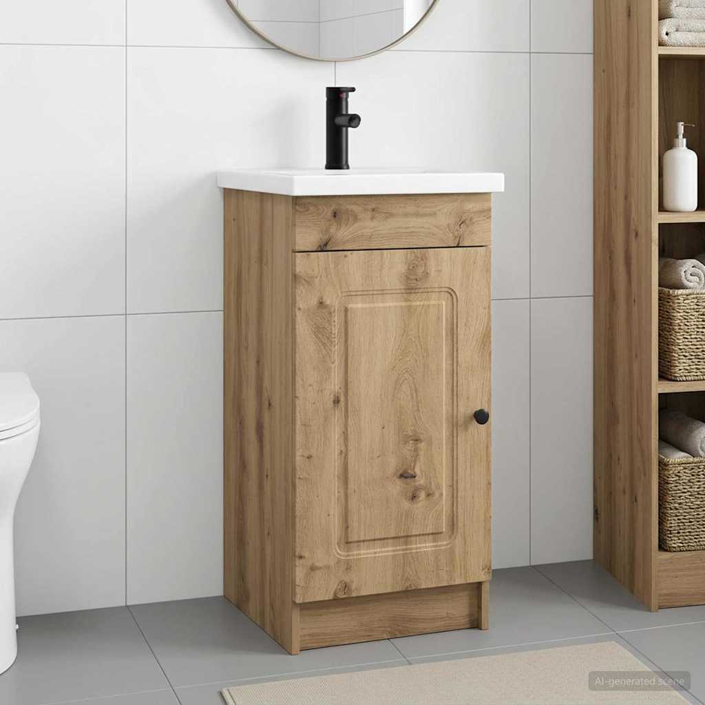 Badrumsspegel med handfat Artisan-ek 42 x 40 x 84,5 cm