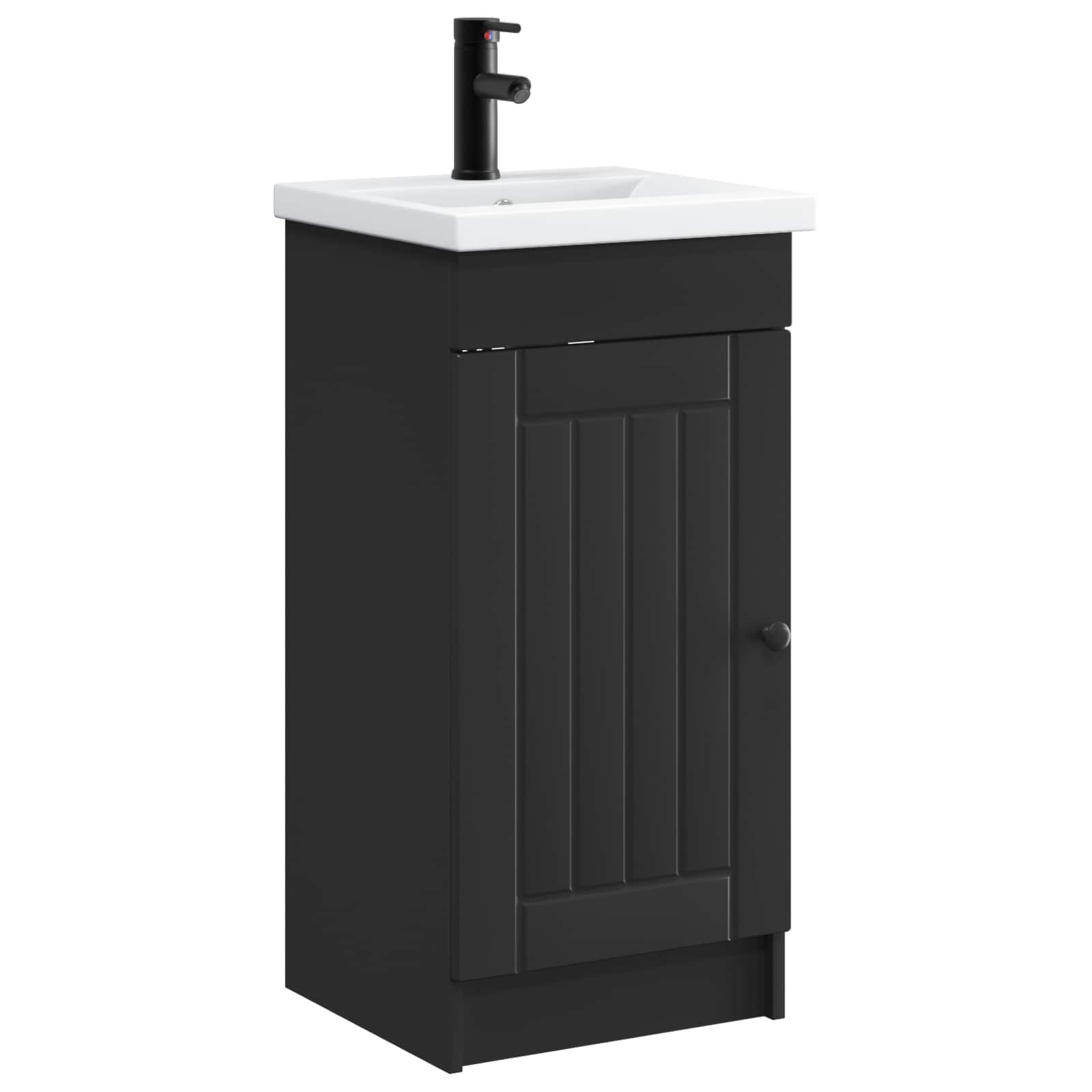 Badrumsspegel med handfat Svart 42 x 40 x 84,5 cm