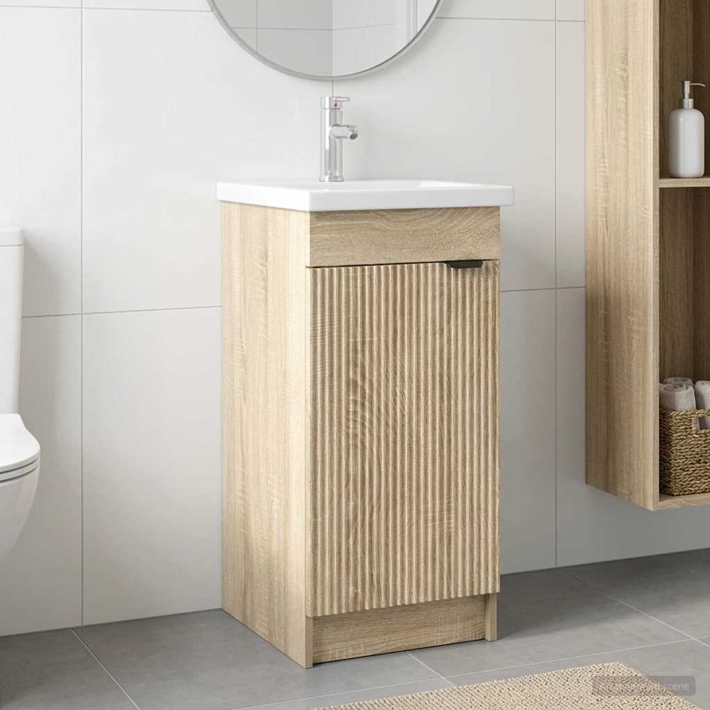 Badrumsspegel med handfat Sonoma-ek 42 x 40 x 84,5 cm