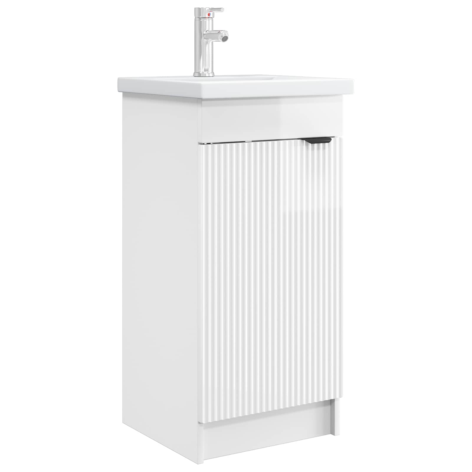 Badrumsspegel med handfat Vit högglans 42 x 40 x 84,5 cm
