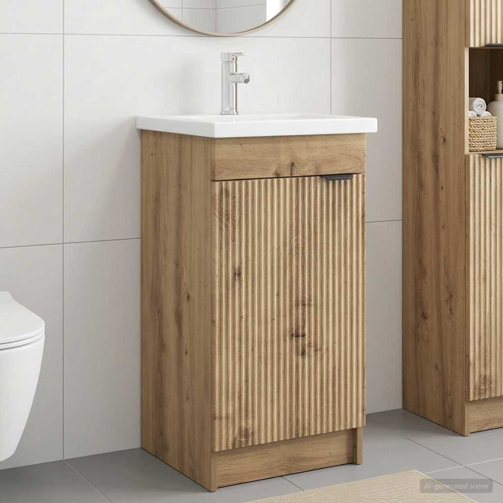 Badrumsspegel med handfat Artisan-ek 42 x 40 x 84,5 cm