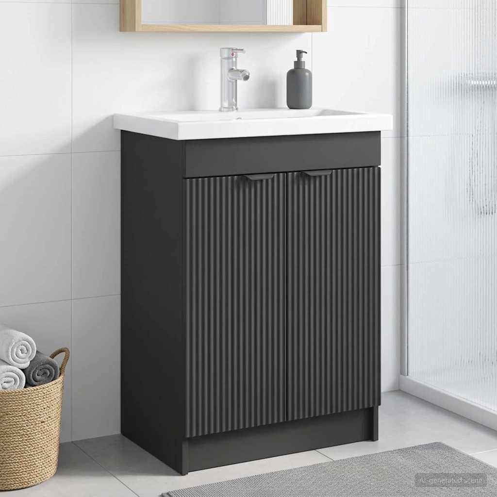 Badrumsskåp under handfat Svart 78,5 x 37,5 x 81 cm
