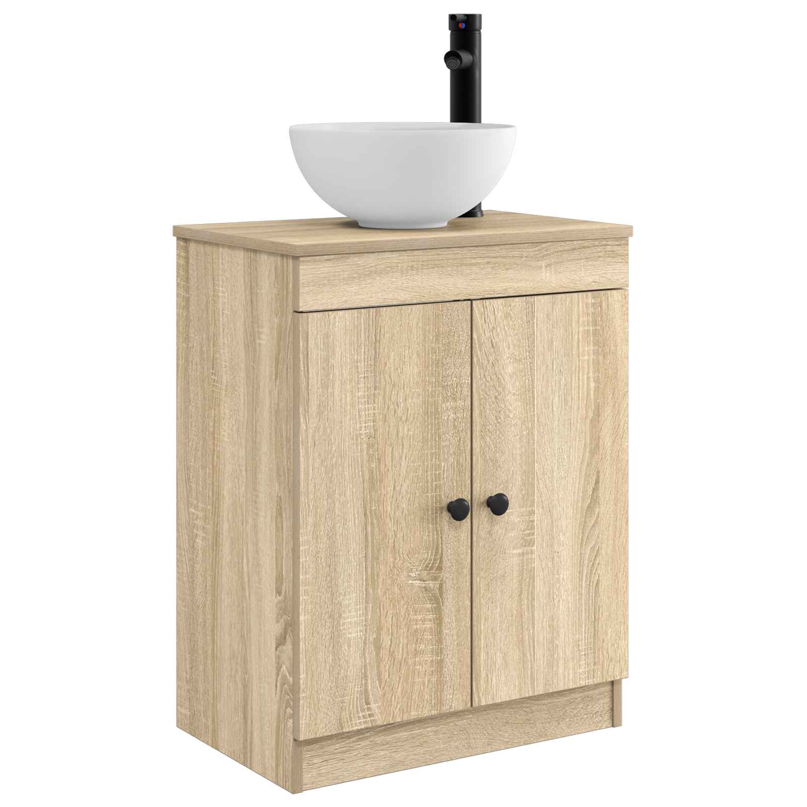 Badrumsspegel med handfat Sonoma-ek 54 x 35 x 83 cm