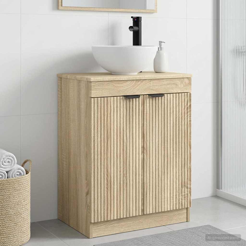 Badrumsspegel med handfat Sonoma-ek 54 x 35 x 83 cm