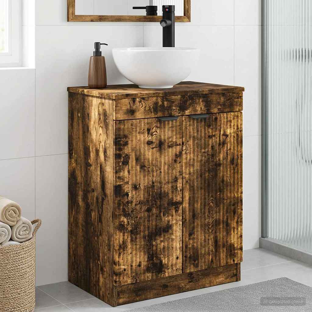 Badrumsspegel med handfat Rökt ek 54 x 35 x 83 cm
