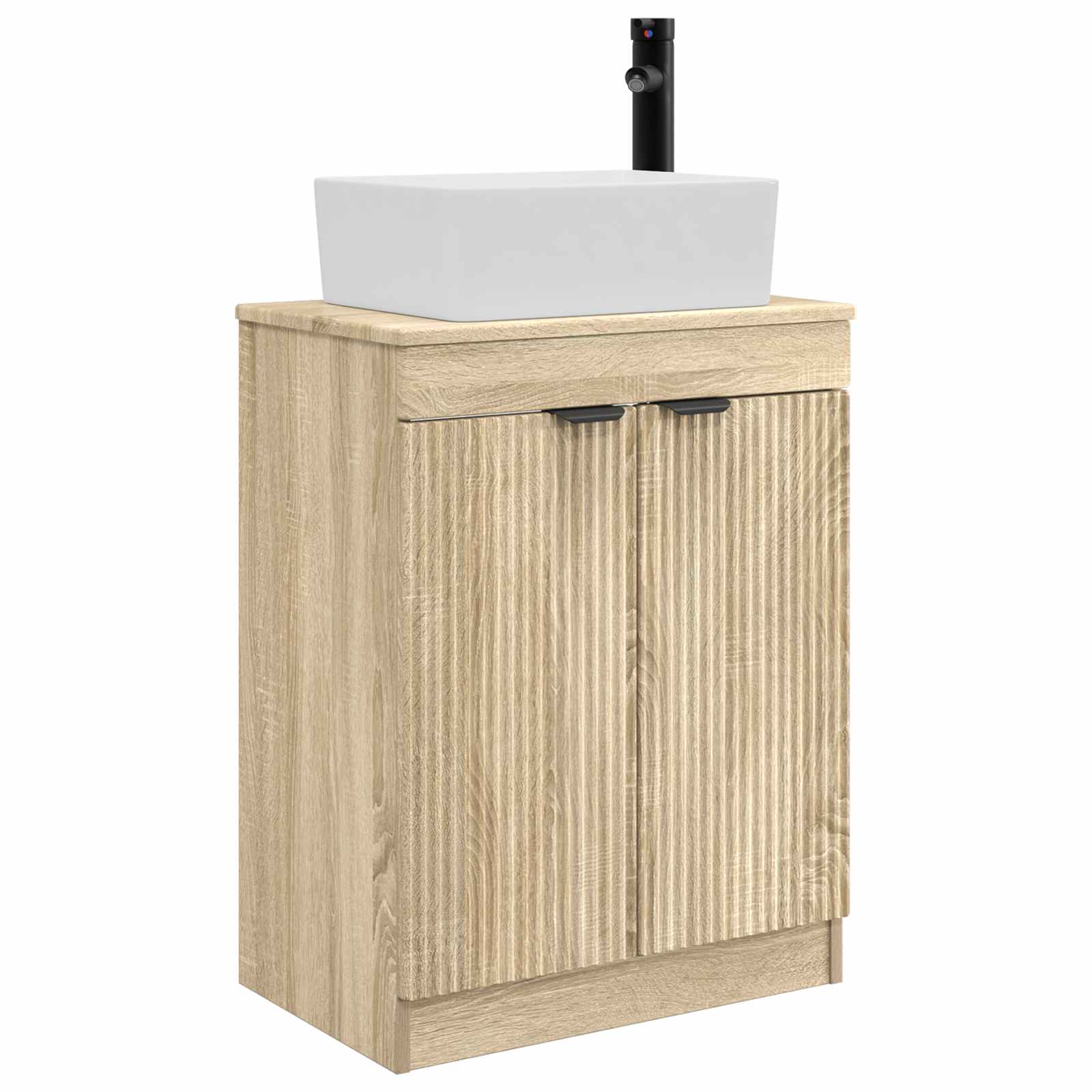 Badrumsspegel med handfat Sonoma-ek 54 x 35 x 83 cm