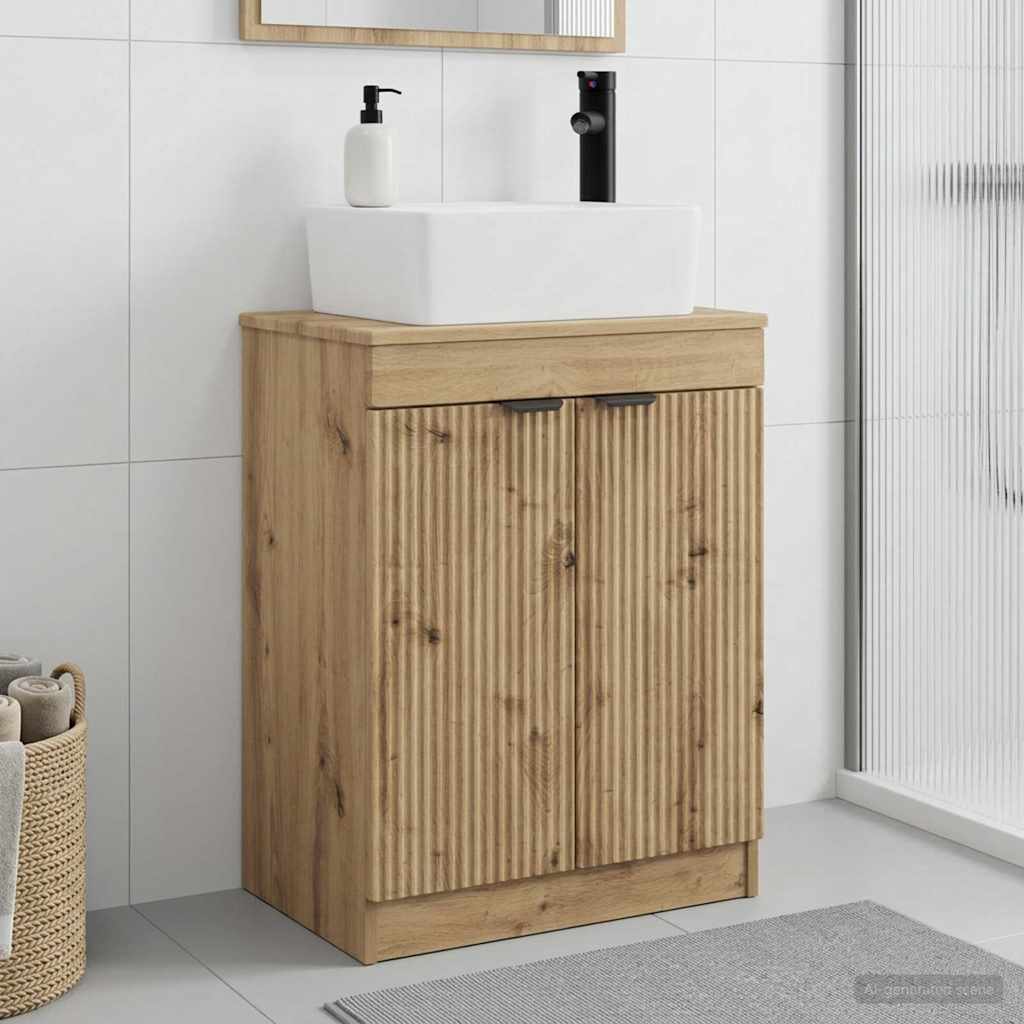 Badrumsspegel med handfat Artisan-ek 54 x 35 x 83 cm