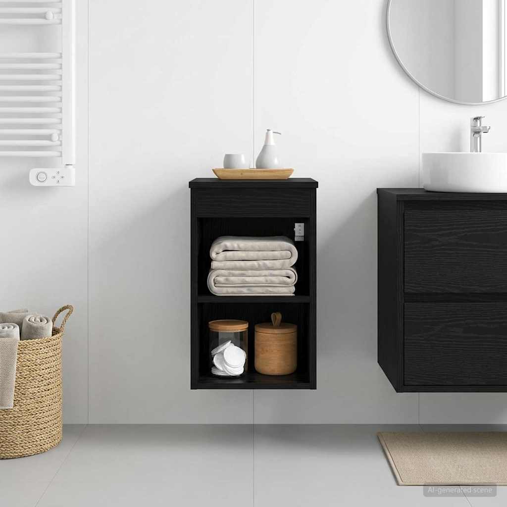 Badrumsskåp Mellan Svart ek 30 x 41 x 50 cm Konstruerat trä