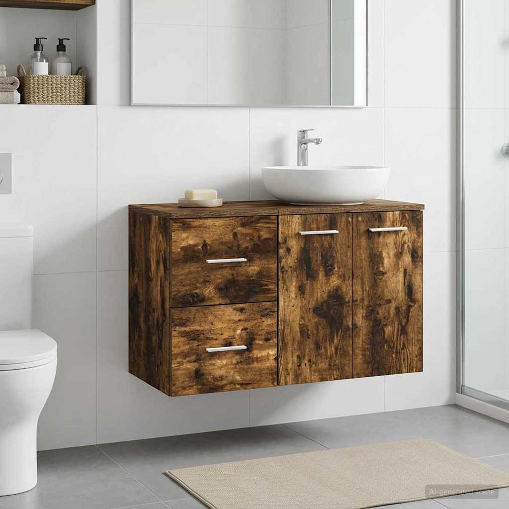 Badrumsskåp Mellan Rökt ek 30 x 41 x 50 cm Konstruerat trä